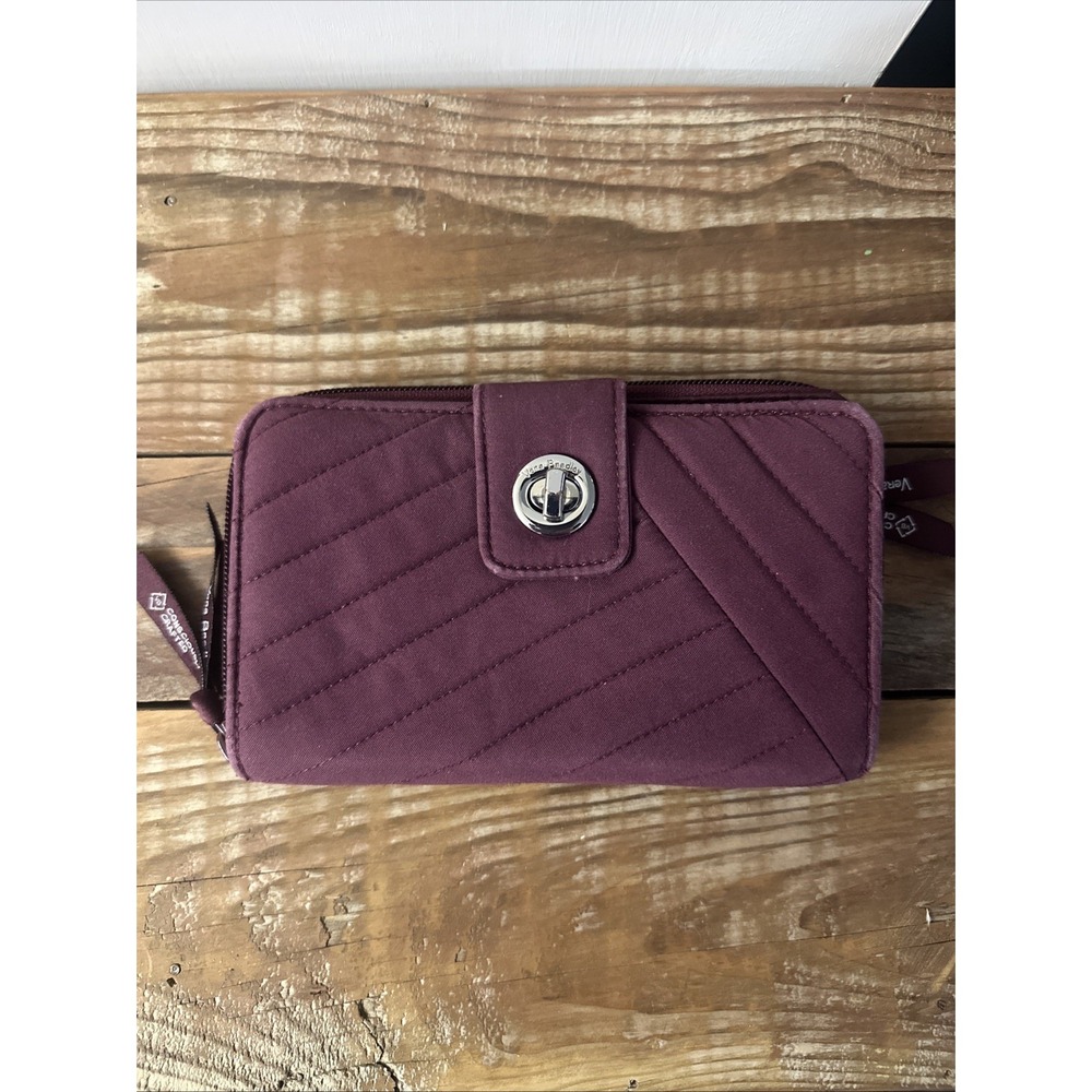 Vera Bradley Quilted Turn Lock Wallet L RFID Protection Burgundy/Wine